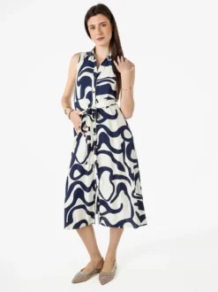 Solada Abito lungo da donna a camicia senza maniche - blu scuro