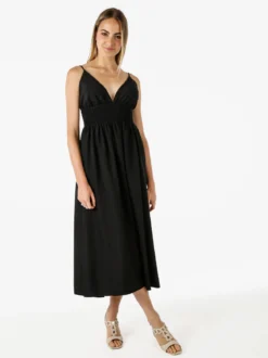 Solada Abito lungo da donna con spalline sottili e coppe imbottite - nero