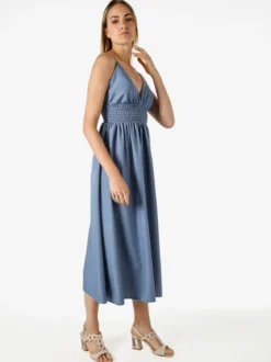 Solada Abito lungo da donna con spalline sottili e coppe imbottite - blu