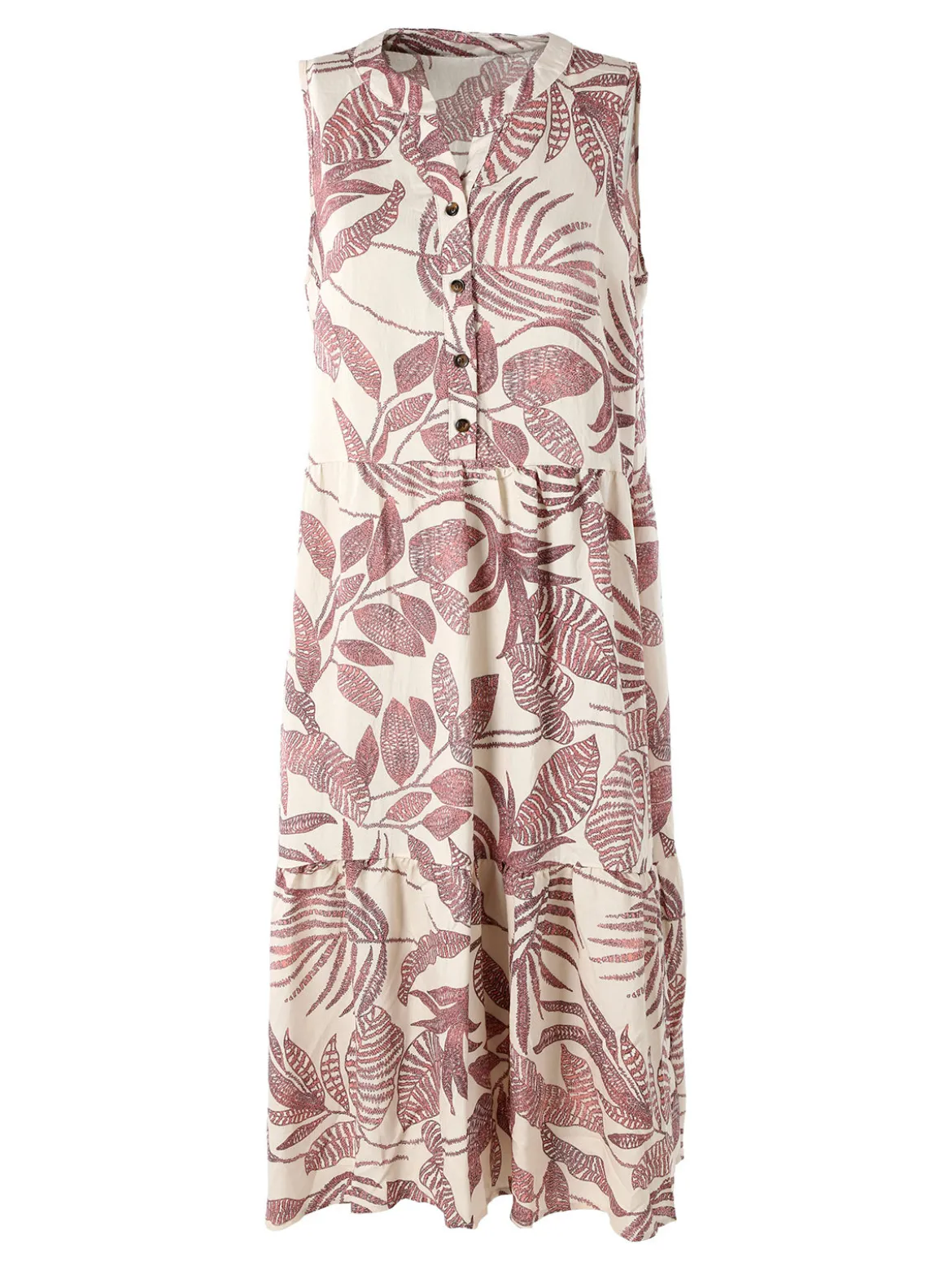 Solada Abito lungo da donna smanicato con stampe floreali - rosa