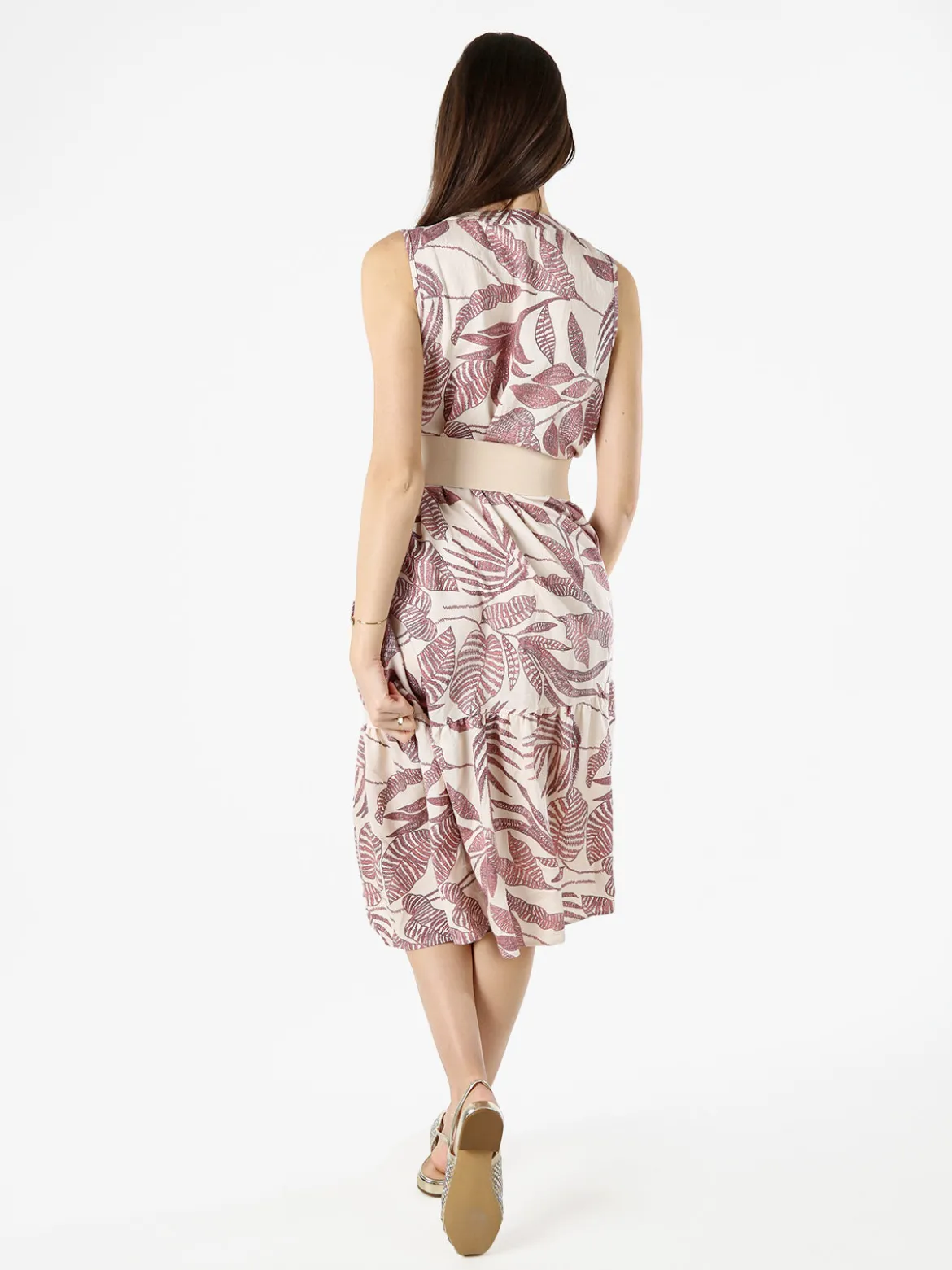 Solada Abito lungo da donna smanicato con stampe floreali - rosa