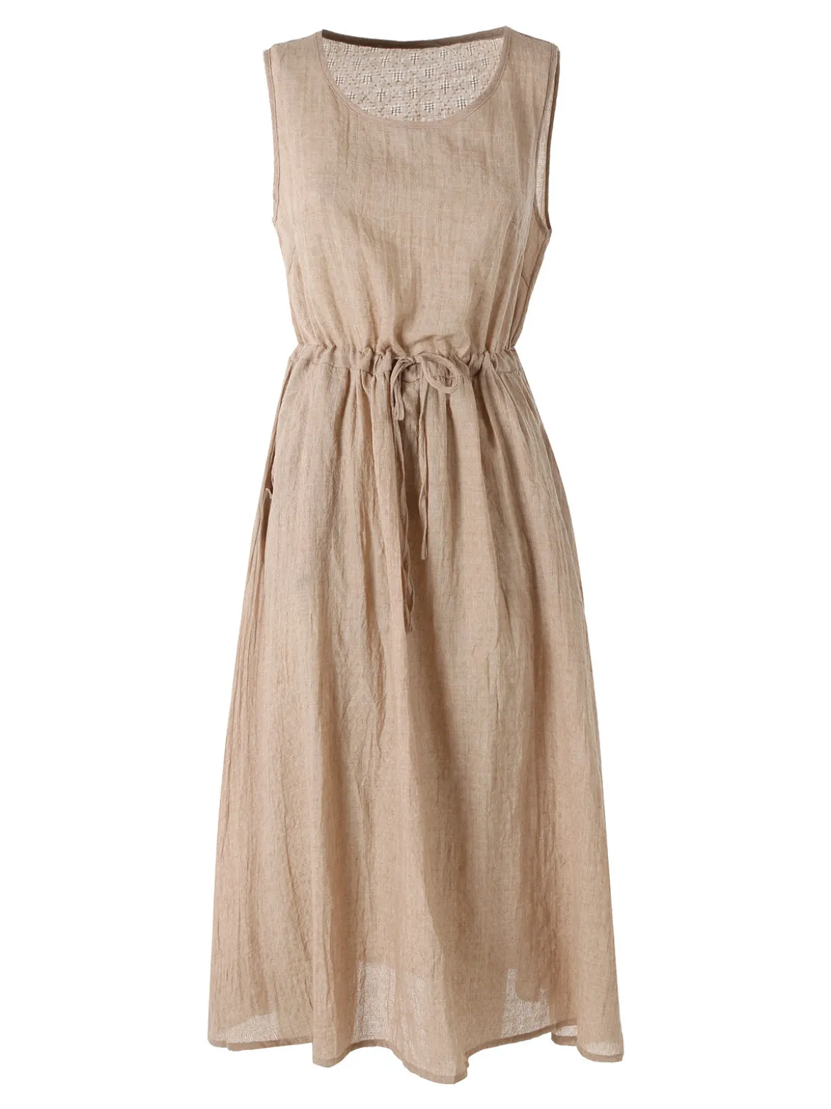 Solada Abito lungo da donna smanicato in misto cotone - beige