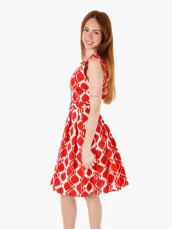 Solada Abito smanicato da donna in cotone con stampa bicolore - rosso