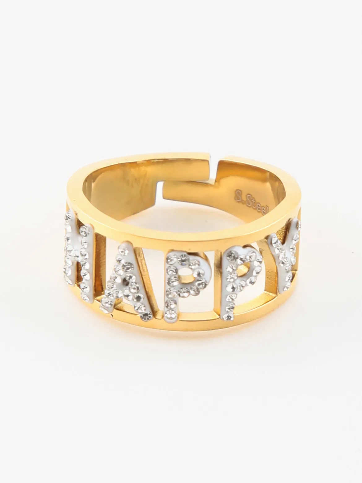 Solada Anello regolabile con scritta Happy