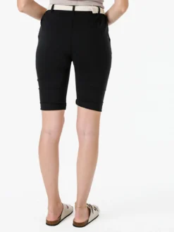 Solada Bermuda donna in tessuto elasticizzato con cintura in corda - nero