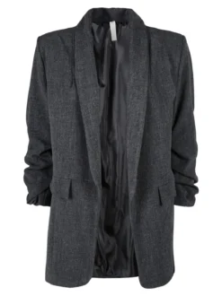 Solada Blazer donna aperto con maniche arricciate - grigio scuro
