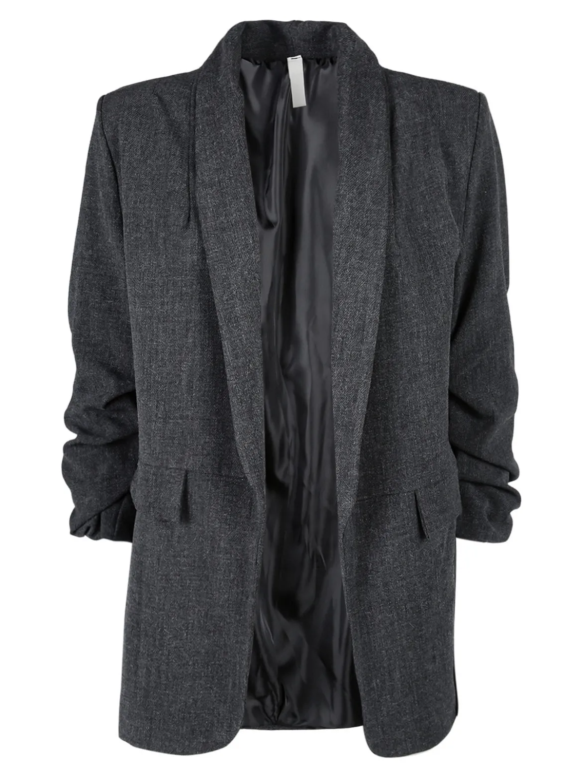 Solada Blazer donna aperto con maniche arricciate - grigio scuro