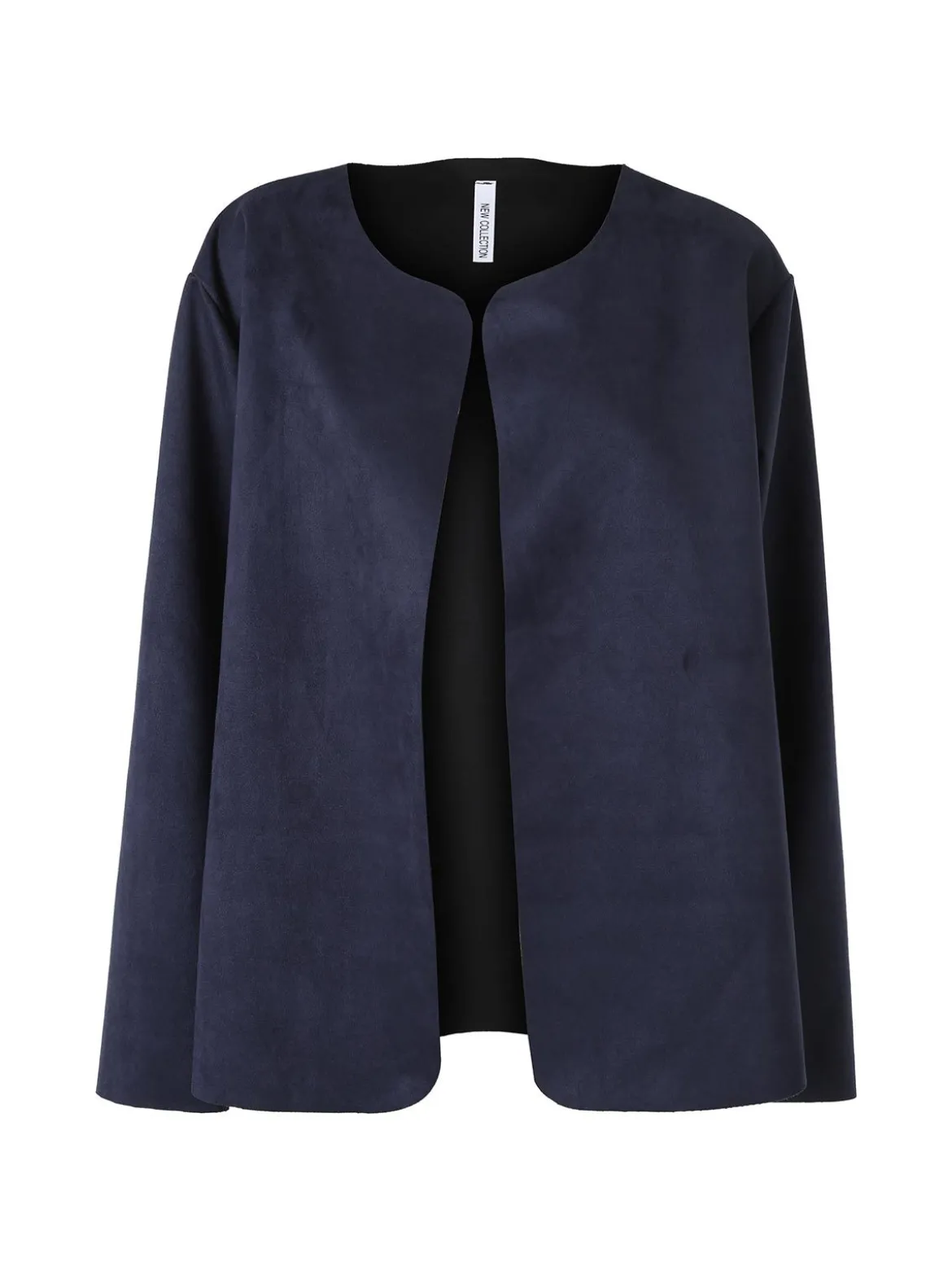 Solada Blazer donna aperto oversize in tessuto soft scamosciato - blu scuro