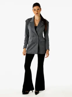 Solada Blazer donna elegante con brillantini e chiusura a doppiopetto - grigio