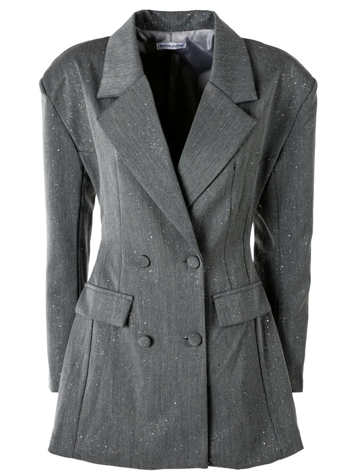 Solada Blazer donna elegante con brillantini e chiusura a doppiopetto - grigio