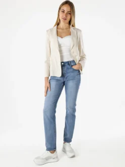 Solada Blazer donna in misto lino con bottone - beige