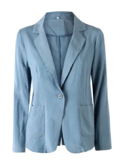 Solada Blazer donna in misto lino con bottone - blu