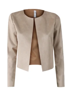 Solada Blazer donna in tessuto scamosciato senza chiusura - cammello