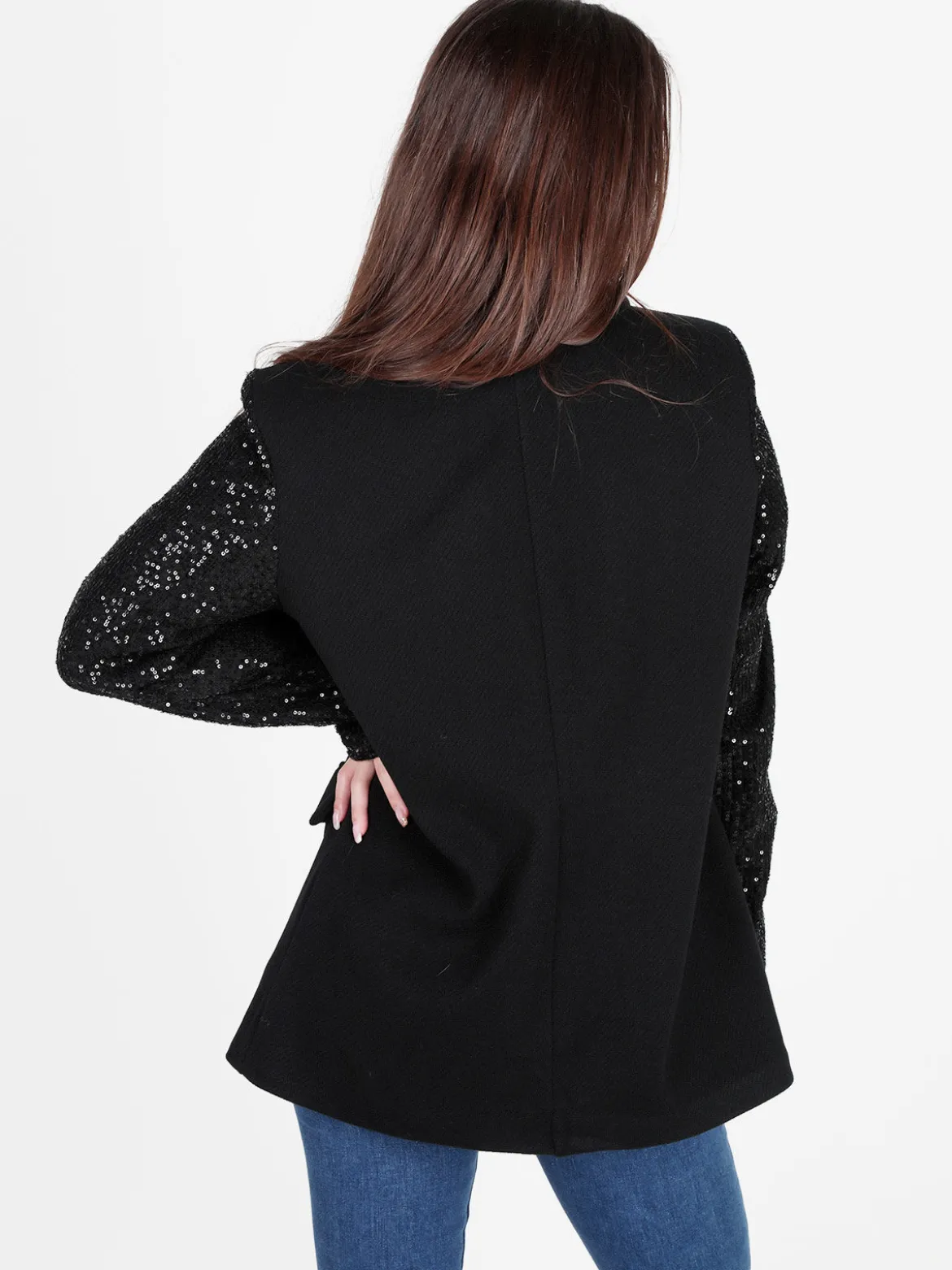 Solada Blazer donna oversize con maniche di paillettes