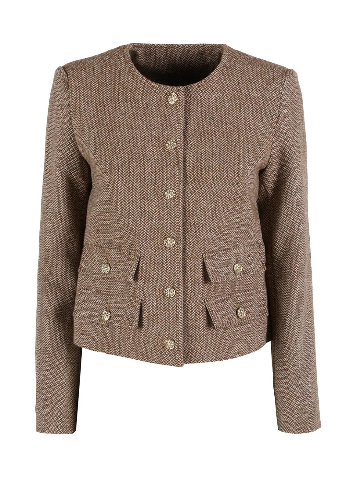 Solada Blazer donna spigato in misto lana - khaki