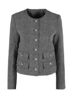Solada Blazer donna spigato in misto lana - nero