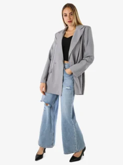 Solada Blazer oversize da donna con chiusura a doppiopetto - grigio