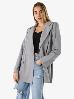 Solada Blazer oversize da donna con chiusura a doppiopetto - grigio