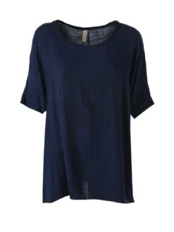 Solada Blusa da donna a maniche corte a pipistrello - blu scuro