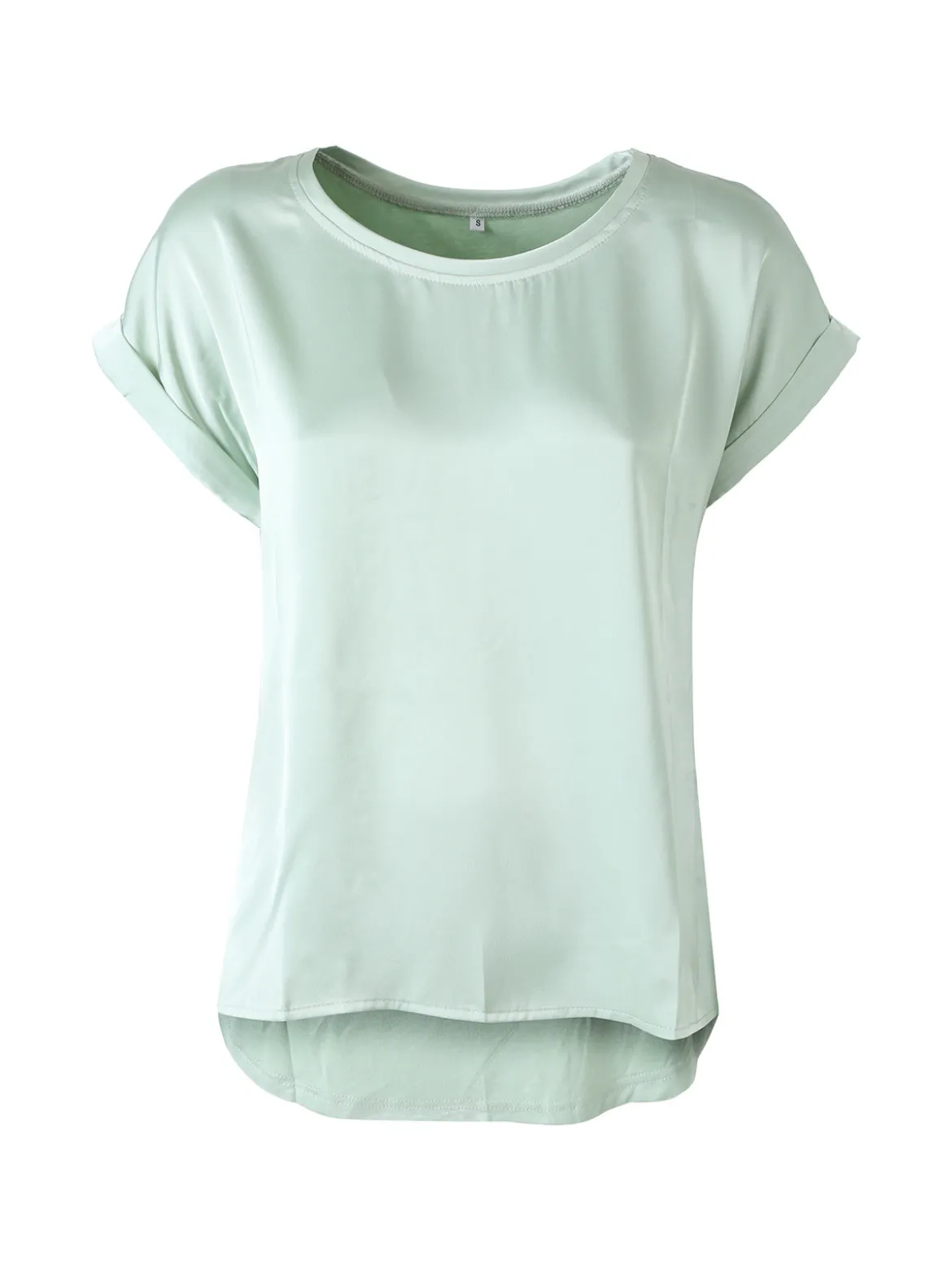 Solada Blusa da donna a maniche corte con parte davanti effetto raso - acqua marina