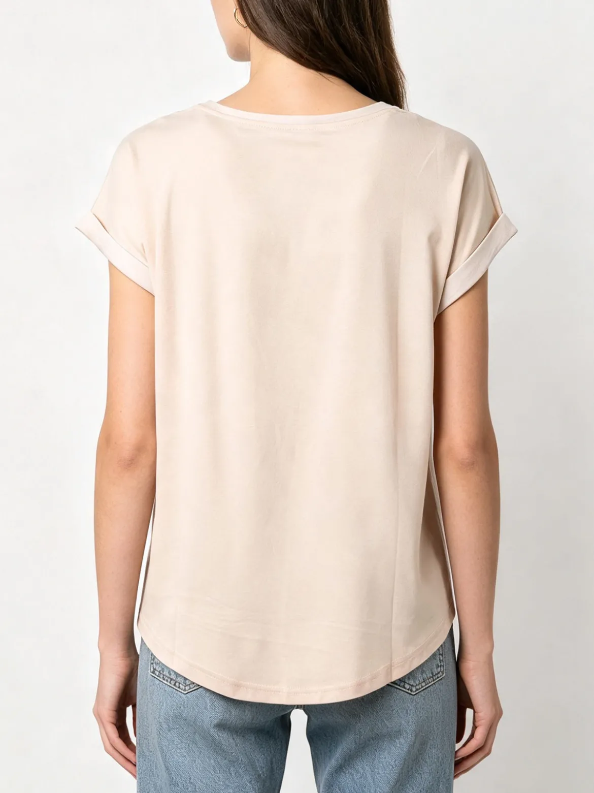 Solada Blusa da donna a maniche corte con parte davanti effetto raso - beige