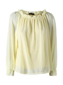 Solada Blusa da donna a maniche lunghe velate con scollo a barchetta - giallo