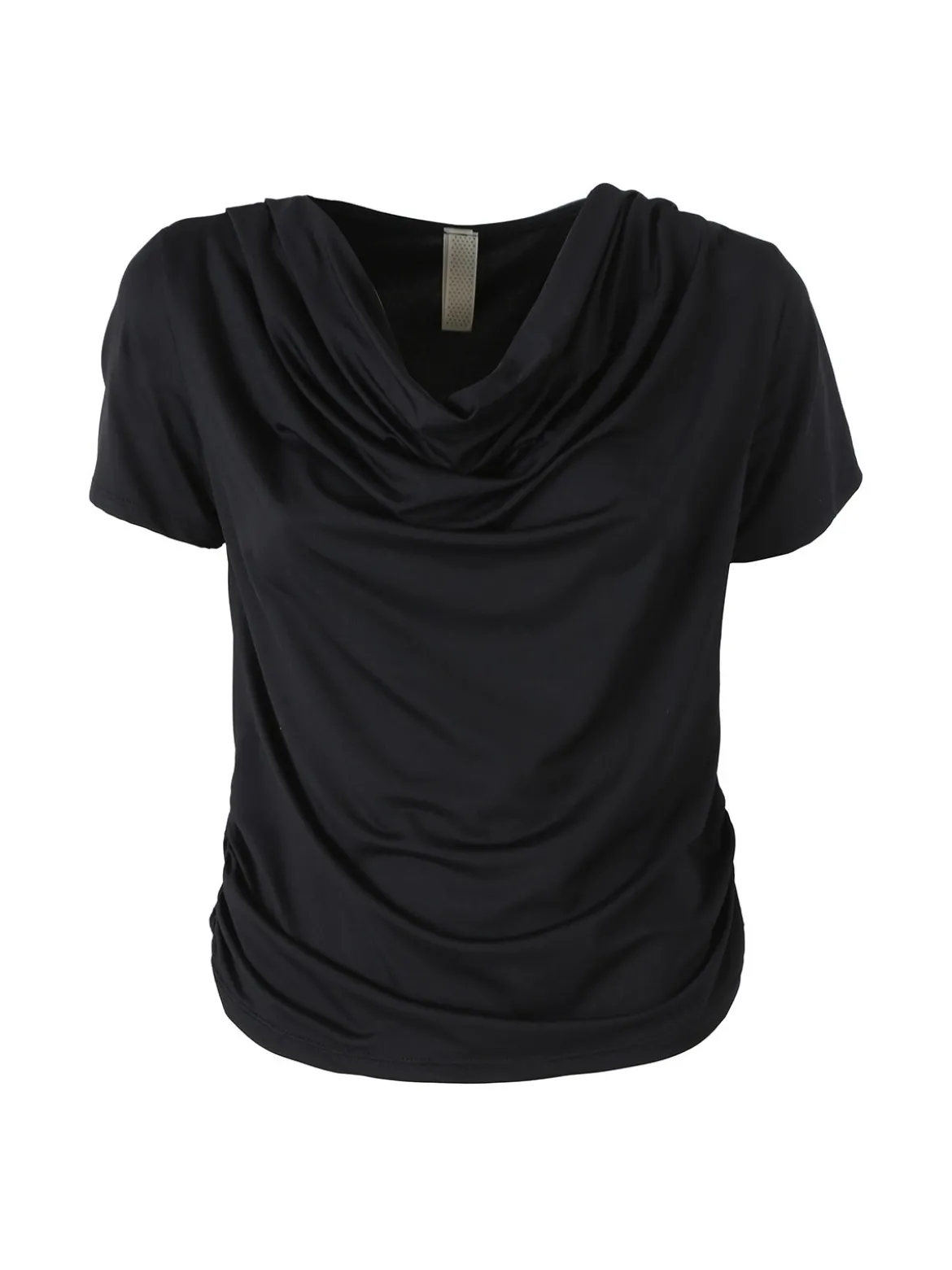 Solada Blusa donna a maniche corte con scollo a cascata - nero