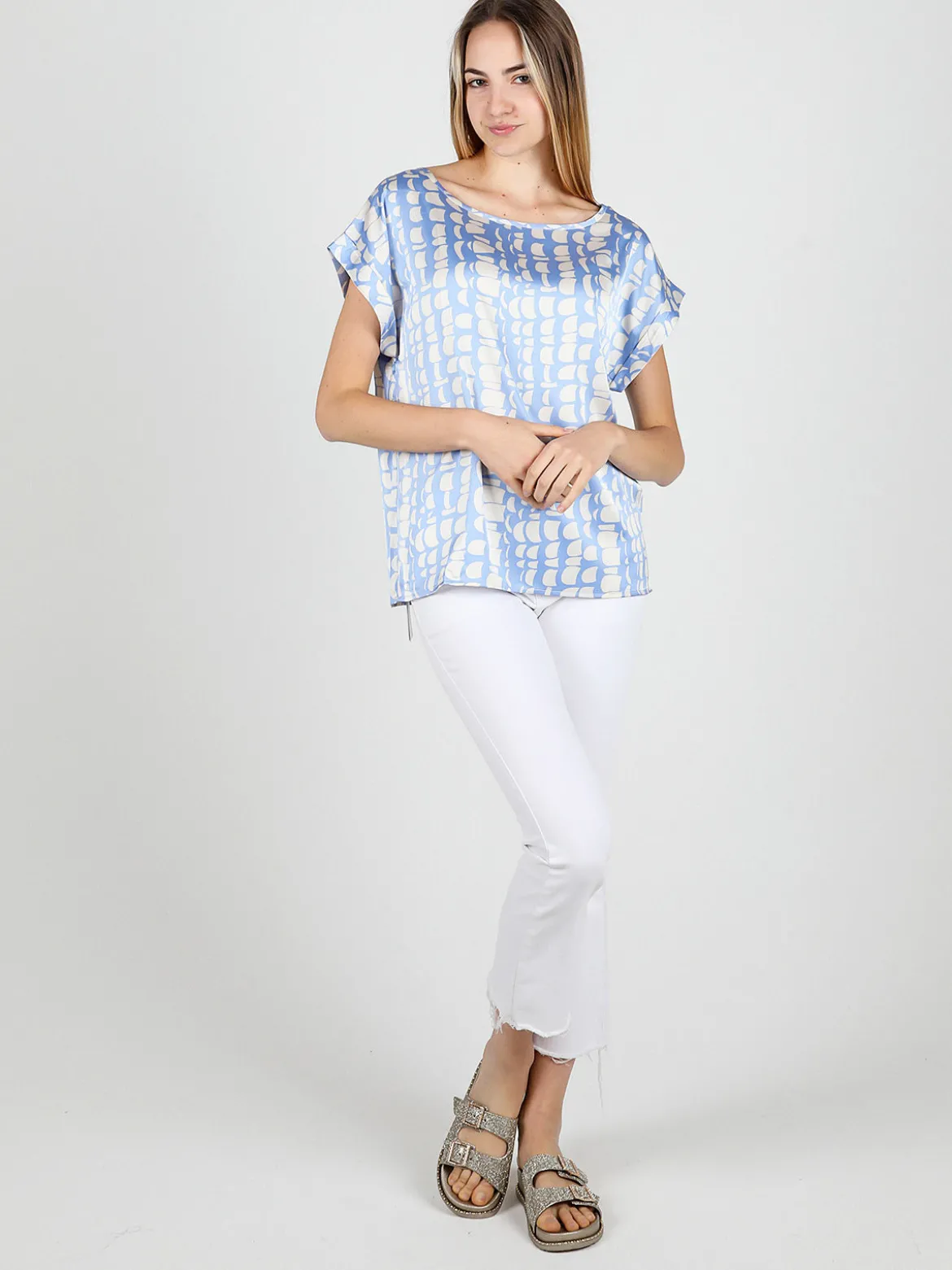 Solada Blusa donna a maniche corte con stampe
