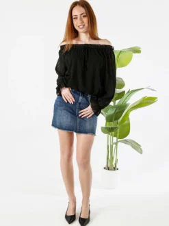Solada Blusa donna a maniche lunghe con scollo a barchetta - nero