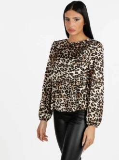 Solada Blusa donna a maniche lunghe con stampa animalier