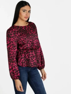 Solada Blusa donna a maniche lunghe con stampa animalier