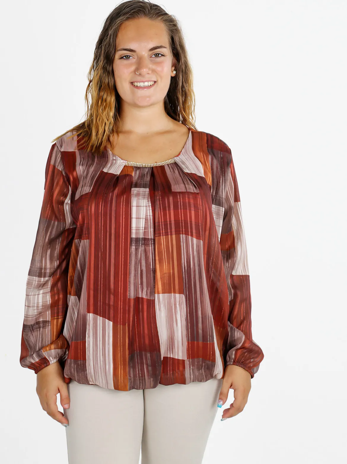 Solada Blusa donna a maniche lunghe - cuoio