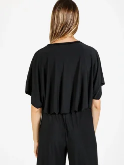 Solada Blusa donna con maniche corte a pipistrello - nero