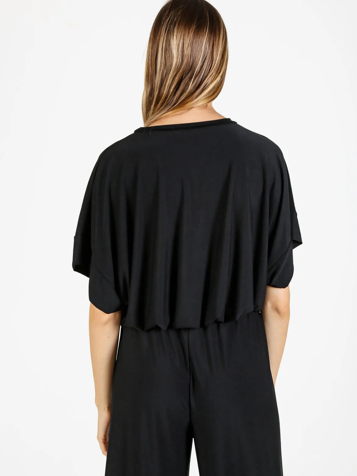 Solada Blusa donna con maniche corte a pipistrello - nero