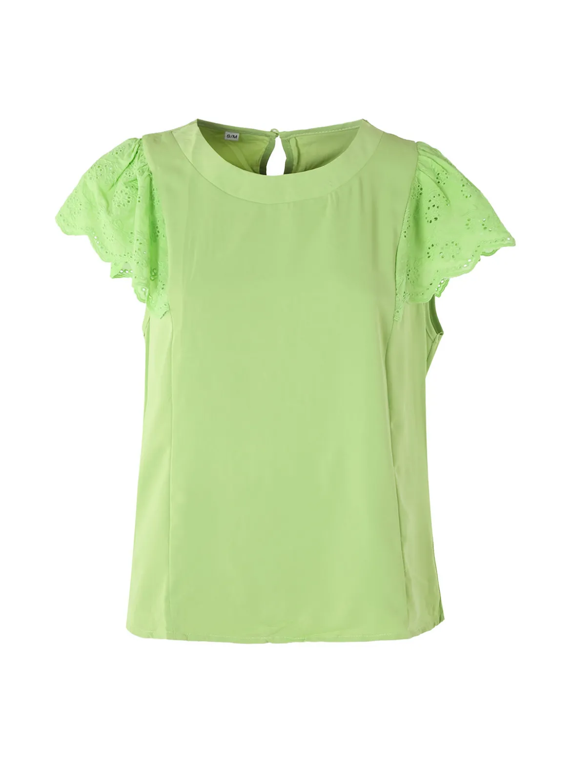 Solada Blusa donna con maniche corte in pizzo macramè - verde chiaro