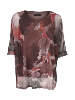 Solada Blusa donna fantasia con maniche a pipistrello - marrone