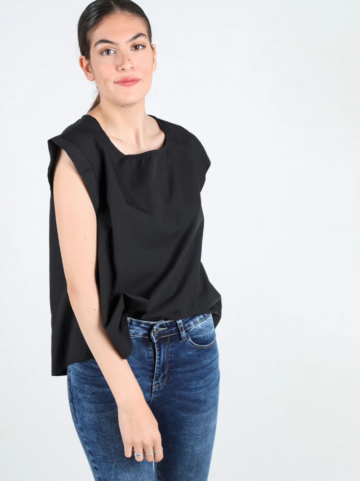 Solada Blusa donna in cotone con bottoni laterali