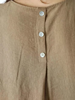 Solada Blusa donna in viscosa a maniche corte con bottoni decorati sul retro - khaki