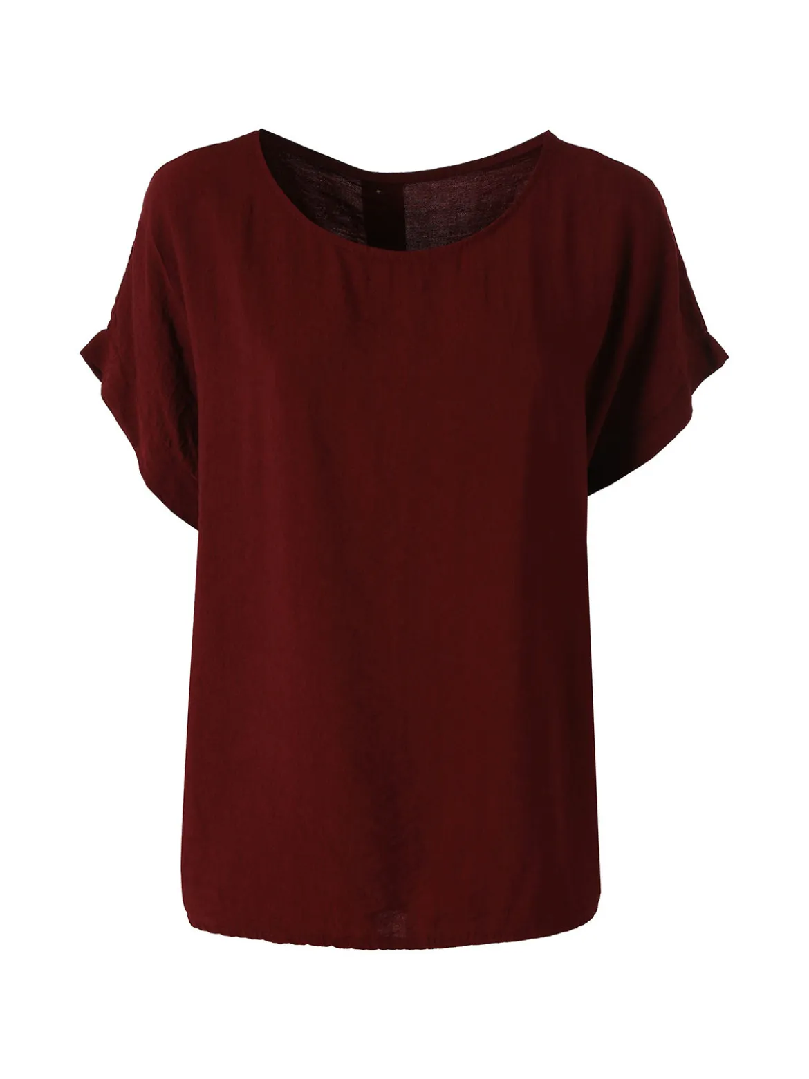 Solada Blusa donna in viscosa a maniche corte con bottoni decorati sul retro - bordeaux
