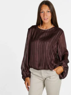 Solada Blusa donna maniche lunghe a palloncino - moro