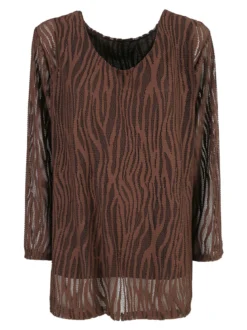 Solada Blusa donna ricamata a maniche lunghe - marrone