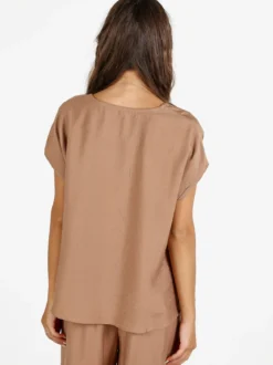 Solada Blusa donna senza maniche con scollo a V - kaki