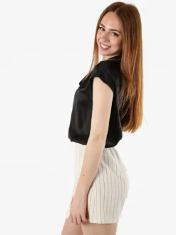 Solada Blusa donna senza maniche con scollo a V profondo - nero
