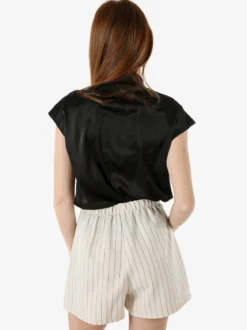 Solada Blusa donna senza maniche con scollo a V profondo - nero