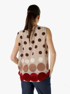 Solada Blusa donna smanicata con stampa a pois grossi - marrone