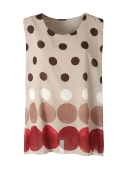 Solada Blusa donna smanicata con stampa a pois grossi - marrone