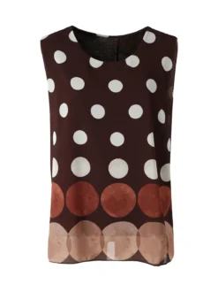 Solada Blusa donna smanicata con stampa a pois grossi - moro