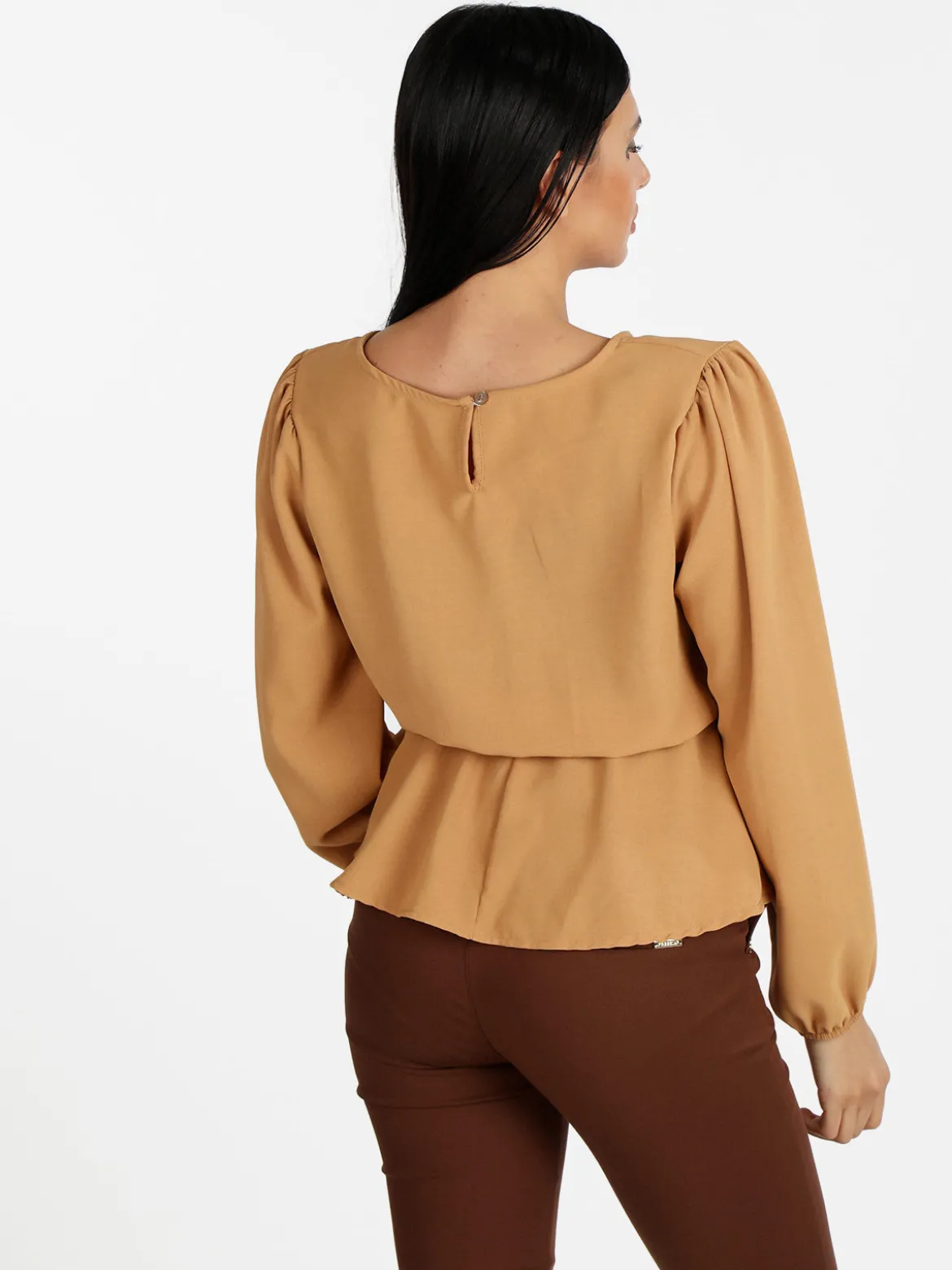 Solada Blusa donna tinta unita a maniche lunghe