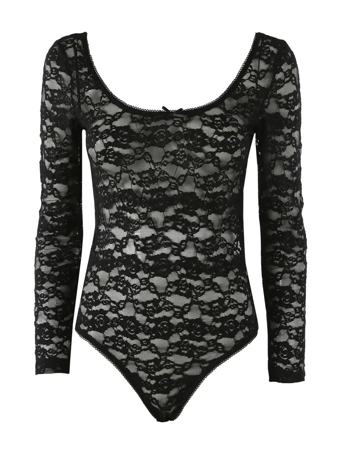 Solada Body donna elegante in pizzo a maniche lunghe - nero