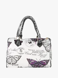 Solada Borsa bauletto da donna con stampa farfalle - viola